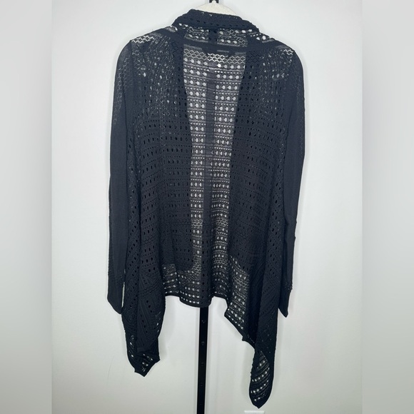 BCBGMaxazria Black Crochet Wrap Cardigan - Size Small - Picture 2 of 4